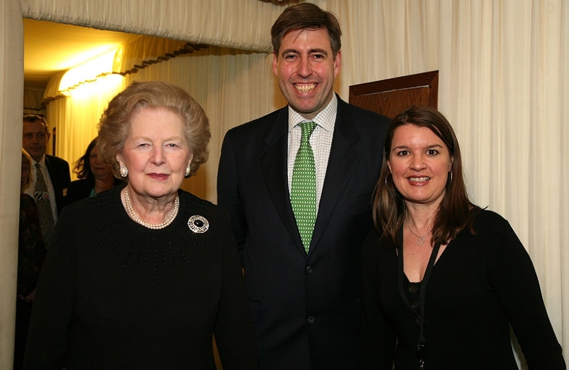 Baroness Thatcher with Graham and Victoria Brady